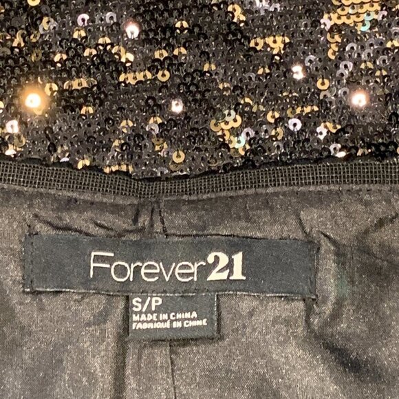 Forever 21 Black Sequin Mini Skirt Sz S #208J - Picture 7 of 8